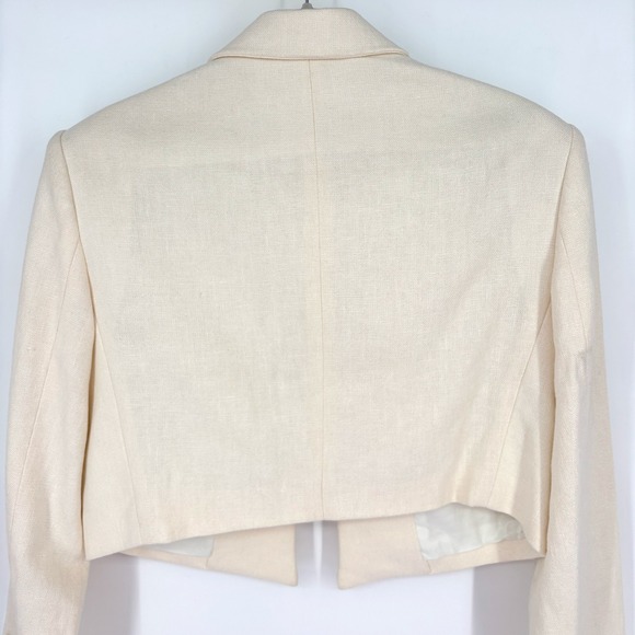 NWT ALC Andrews Cropped Open Blazer Sz 12 Cream Linen Tailored Chic *Flaw - Picture 10 of 16